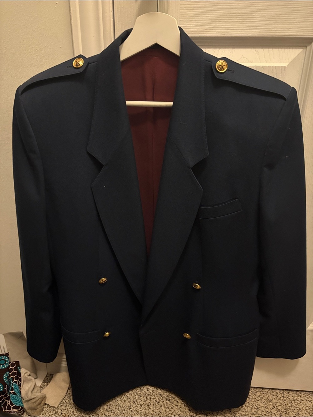 Vintage Navy Double-Breasted Blazer with Gold Buttons